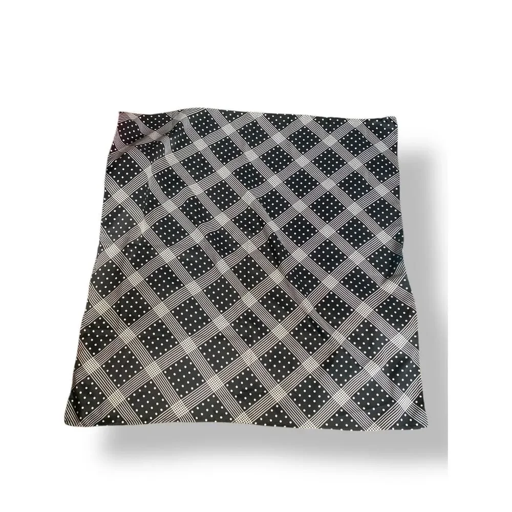 Scarf‎ Black White Polka Dot Patchwork Grid Print Square Accessory Graphic Artsy